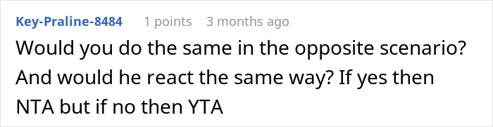 Comment discussing boyfriend asking before friends and getting mad when refused to pay in a text-based online forum. - 47