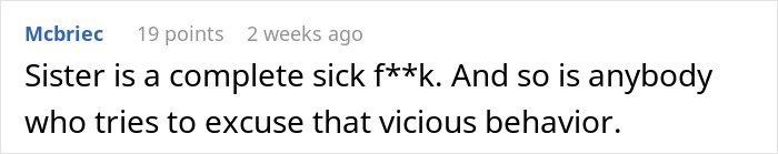 Screenshot of an online comment criticizing behavior, related to a bride’s seating arrangement for plus-size guests. Screenshot of an online comment criticizing behavior, related to a bride’s seating arrangement for plus-size guests.