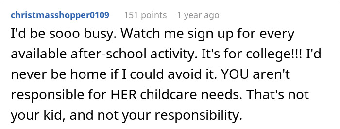 Screenshot of a Reddit comment discussing a teen asking to be paid for babysitting and a mom&rsquo;s reaction.