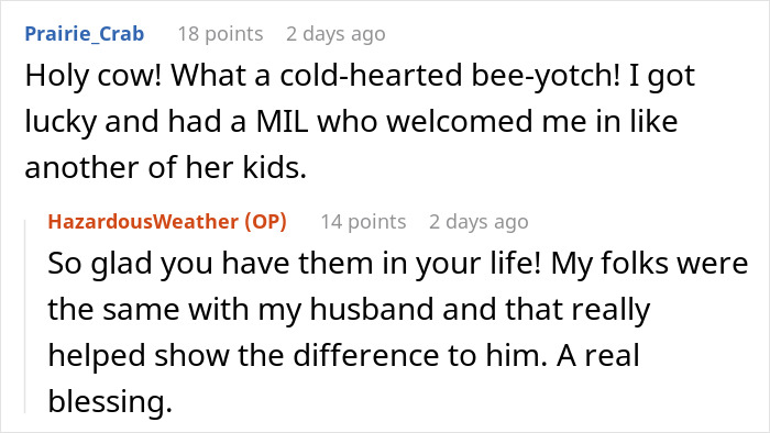 Reddit conversation about a wife fearing her husband is lost at sea and a heartless MIL worrying about coffin costs. Reddit conversation about a wife fearing her husband is lost at sea and a heartless MIL worrying about coffin costs.