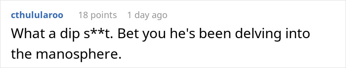 Reddit comment reading husband jokes wife baby trapped him, humor and reality check discussion online.