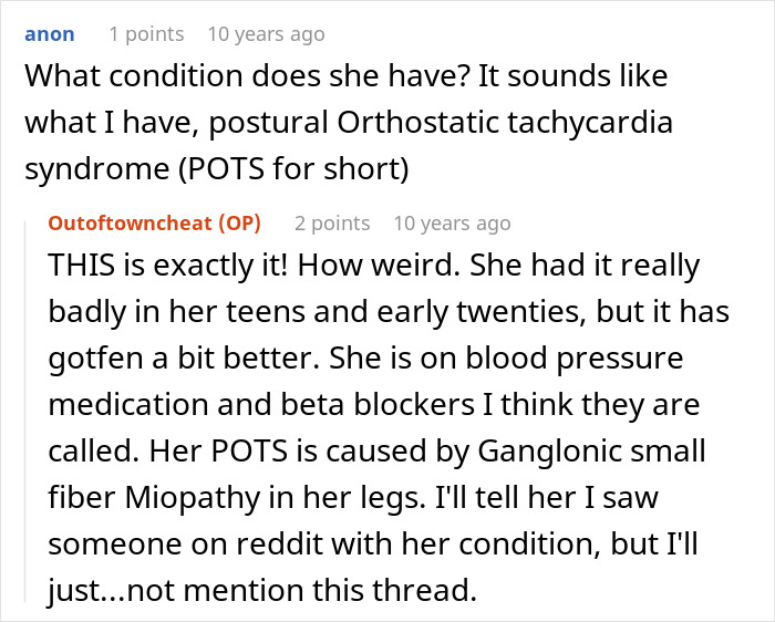 Screenshot of a Reddit conversation discussing a medical condition related to best friend saw girlfriend another man check email.