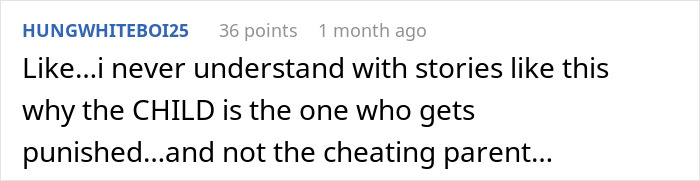 Comment discussing confusion over why the illegitimate son is punished instead of the cheating parent in a family dispute. Comment discussing confusion over why the illegitimate son is punished instead of the cheating parent in a family dispute.