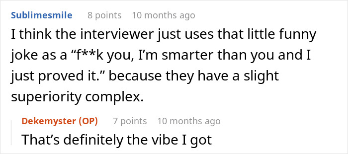 Screenshot of a discussion about a recruiter judging a candidate’s work ethics based on a random Grand Canyon question. - 15