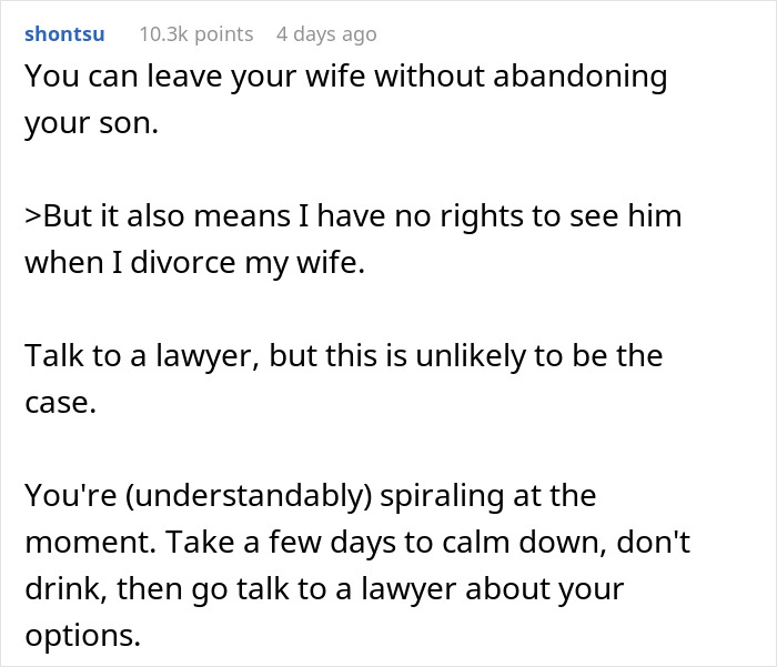 Comment discussing a father’s rights and legal advice while dealing with child custody and family issues. - 22