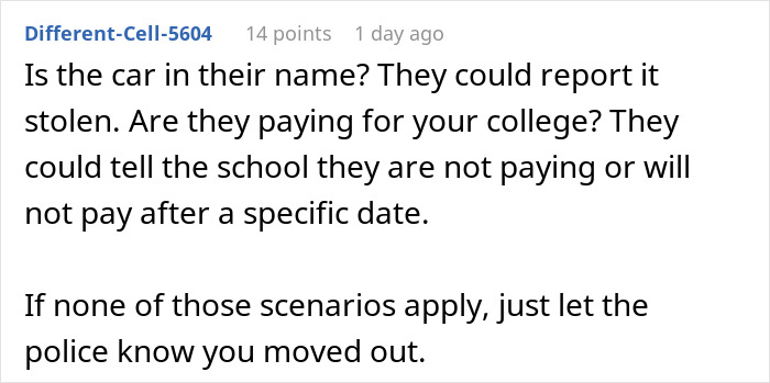 Text from a forum discussing consequences of parents playing favorites when an adopted daughter moves out right after graduation.