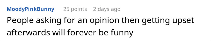 Comment on social media post about people upset after asking for opinions, related to Titanic and tattoo ruining love life.