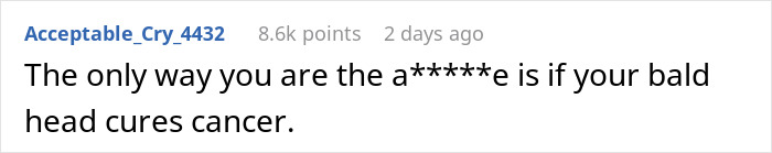 Screenshot of a Reddit comment discussing family upset over 17-year-old refusing to shave head to support 7-year-old with cancer.