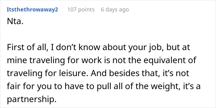 Screenshot of a Reddit comment discussing solo trip desire and the reality of parenting twins and a 7-year-old. - 29