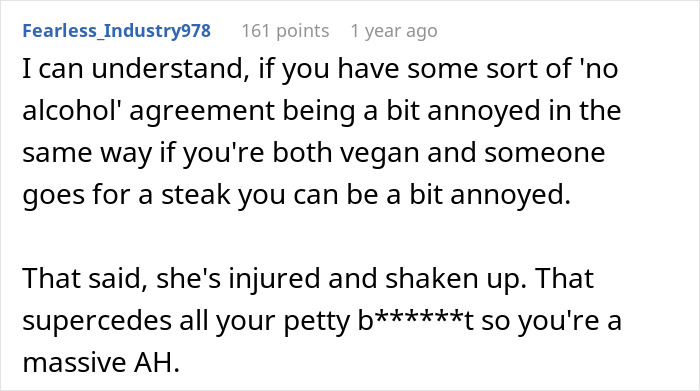 Screenshot of a discussion about a man upset after his fiancée gets drunk and injured, planning the breakup. - 22