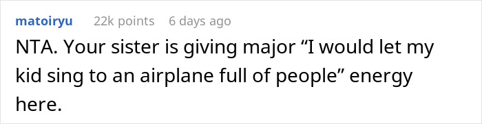 Screenshot of an online comment discussing a woman refusing to wear her niece&rsquo;s handmade dress for a career event.