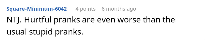 Comment on a prank about family stages fake legal notice, expressing disapproval of hurtful pranks as worse than usual ones Comment on a prank about family stages fake legal notice, expressing disapproval of hurtful pranks as worse than usual ones