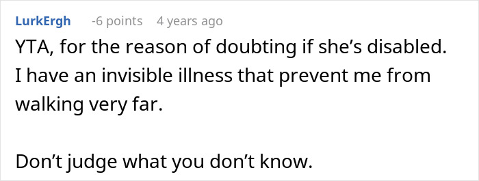 Comment on a forum discussing a disabled woman&rsquo;s dispute over her neighbor&rsquo;s driveway use and walking limitations.