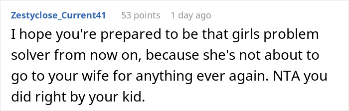 Screenshot of a Reddit comment discussing a mom’s menstruation celebration going too far for her 12-year-old daughter. - 39