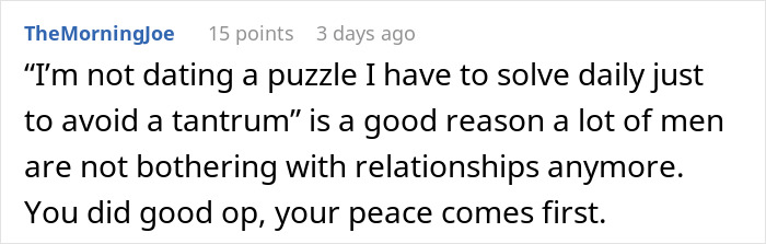 Screenshot of a social media comment discussing a man moving on after failing his girlfriend’s weird social media story test. - 25