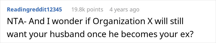 Screenshot of a Reddit comment discussing the dilemma of asking husband to turn down dream job or career opportunity. - 22