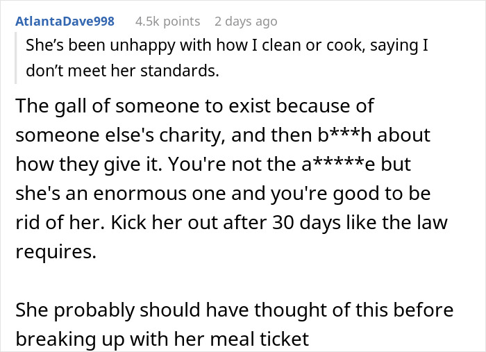 Reddit user discusses breakup, asking ex to move out while she claims she may have to drop out of school. - 25