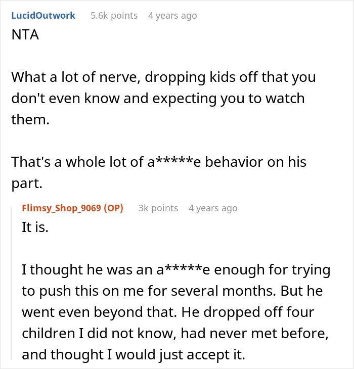 Reddit user explains quitting babysitting after brother-in-law drops off unknown kids expecting free care and support. - 15