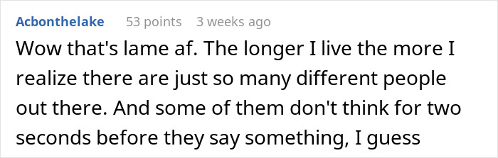 Comment on a post expressing disappointment about people not thinking before speaking, related to a best man's speech comparing the groom's bride choice to IKEA shopping.