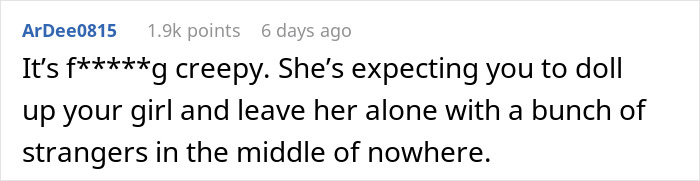 Screenshot of online comment expressing shock and discomfort about lending daughter for wedding, highlighting woman too stunned to respond. - 13