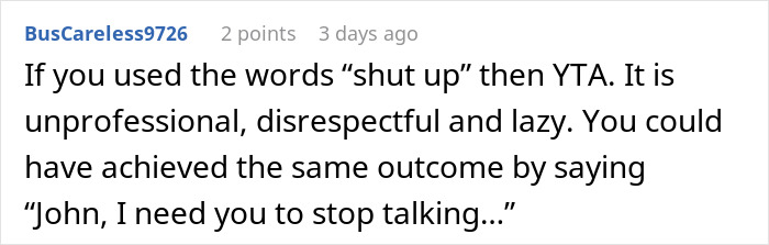 Comment about professionalism in job interview advice, emphasizing respectful communication to avoid blowing chances quickly.