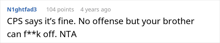 Screenshot of a comment discussing a woman visited by CPS after a brother reports an unsafe loft, with sibling support shown. - 22