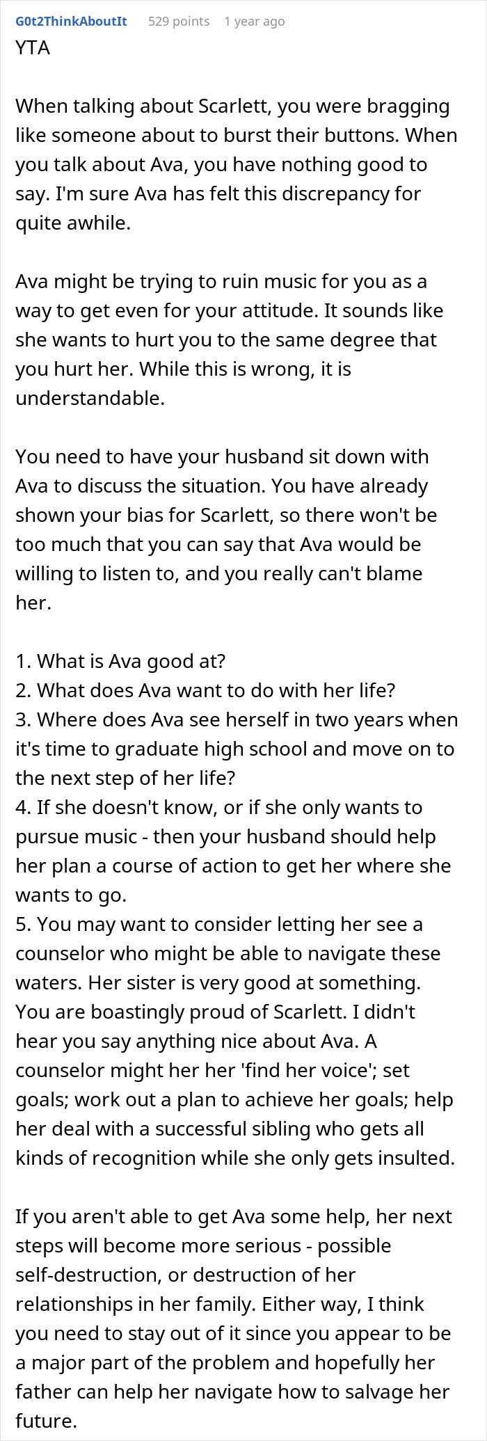 Comment discussing stepmom bans teen from family dinners for singing and family dynamics advice. Comment discussing stepmom bans teen from family dinners for singing and family dynamics advice.