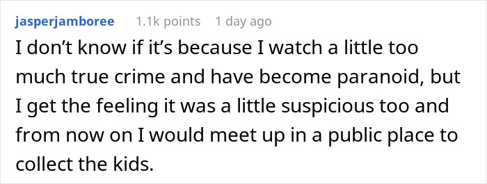 Screenshot of a Reddit comment discussing suspicion about stepkid wanting to snoop, related to bathroom refusal.