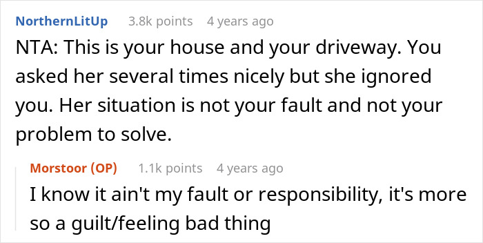 Commenter explains driveway ownership conflict involving a disabled woman thinking she owns neighbor&rsquo;s driveway.