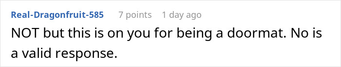 Screenshot of an online comment about a woman leaving a friend’s party without saying goodbye after being used as babysitter. - 33