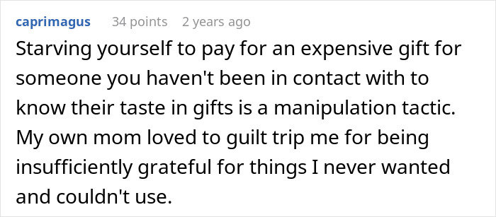 Text post discussing a manipulative mom using guilt and expensive gifts as control in a mom daughter story drama. - 79