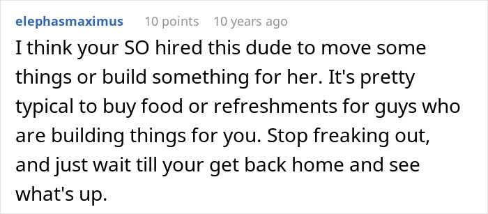 Comment on a forum post about a best friend who saw girlfriend with another man, advising to check email and stay calm.