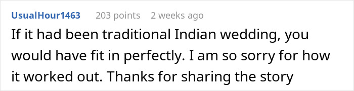 Comment about woman attending wedding accidentally dressed like bride expressing sympathy for the awkward situation. - 30