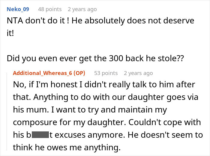 Screenshot of an online discussion about a man canceling plans to go on a cycle trip instead of watching his daughter. Screenshot of an online discussion about a man canceling plans to go on a cycle trip instead of watching his daughter.