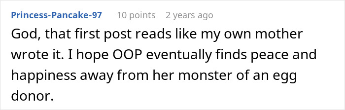 Comment on a story drama about a manipulative mom and her daughter expressing hope for the daughter’s peace and happiness. - 84