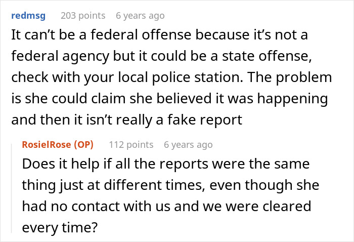 Screenshot of a Reddit thread discussing false CPS reports filed by a psycho MIL suing for grandkid custody.