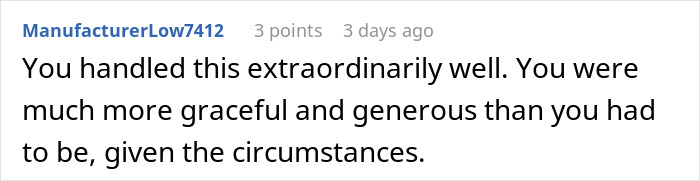 Comment on a forum post praising a pregnant woman getting revenge after a friend’s guest steals from her, highlighting her grace and generosity. - 83