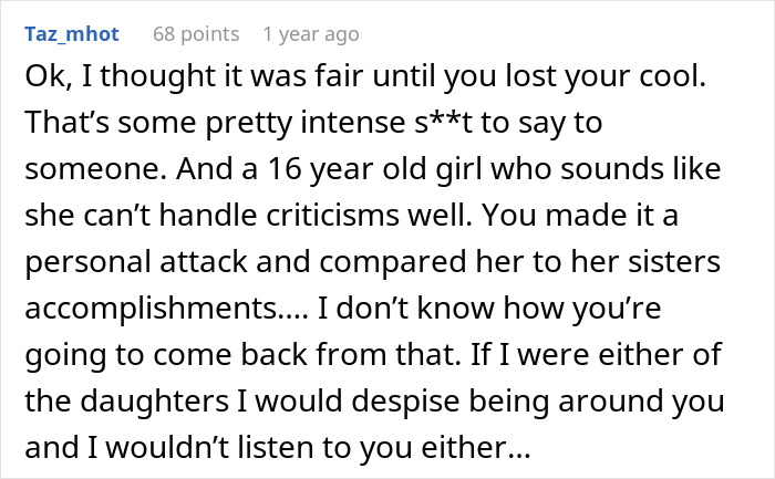 Screenshot of an online discussion about a stepmom banning a teen from family dinners for singing loudly. Screenshot of an online discussion about a stepmom banning a teen from family dinners for singing loudly.