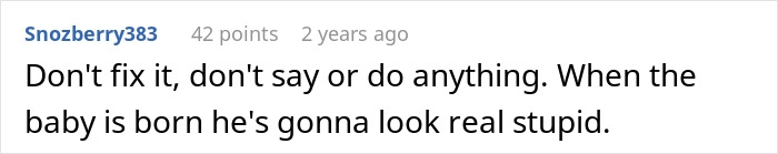 Comment from Snozberry383 expressing frustration about husband throwing a fit over wife possibly spoiling baby gender.