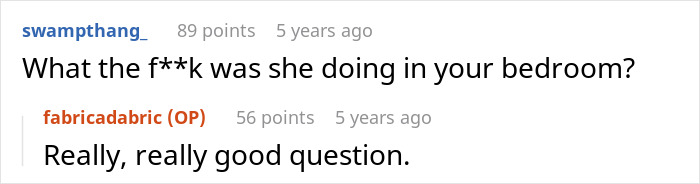 Screenshot of a social media comment thread discussing fabric ruined by guests’ kids and the woman wanting it replaced. - 33