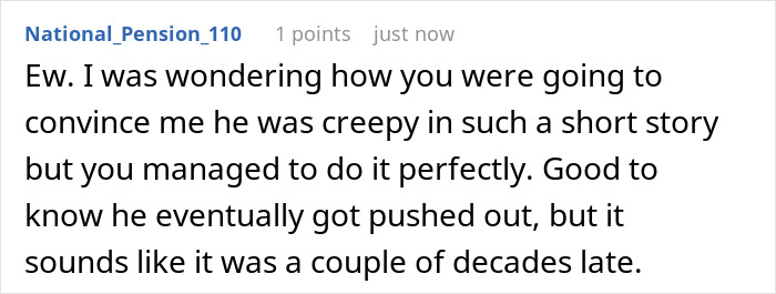 Reddit comment discussing a creepy professor and the reaction to IT placing young women in his class. - 27