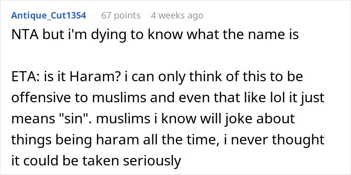 Comment discussing borderline racism involving a Korean woman told to change her name due to coworker offense. Comment discussing borderline racism involving a Korean woman told to change her name due to coworker offense.