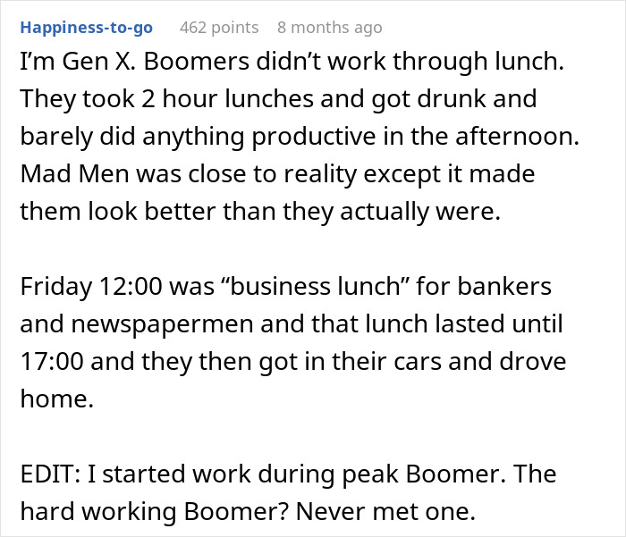 Alt text: Comment discussing Boomers' work habits and generational differences related to barbershop incident and arrests. Alt text: Comment discussing Boomers' work habits and generational differences related to barbershop incident and arrests.