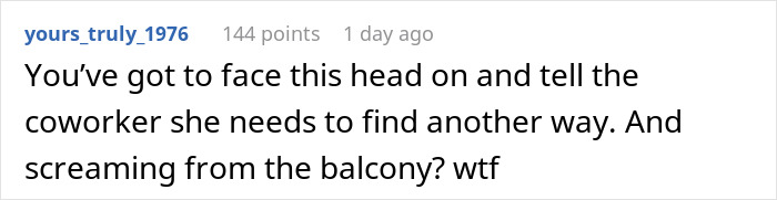 Screenshot of a Reddit comment about a woman dealing with a coworker demanding rides without notice or tact.