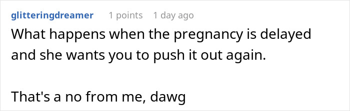 Screenshot of a Reddit comment discussing refusal to move a wedding due to sister possibly being pregnant. - 23