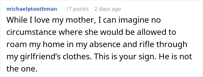 Screenshot of a discussion about fiancé upset that mother-in-law has house key without her knowledge. - 29