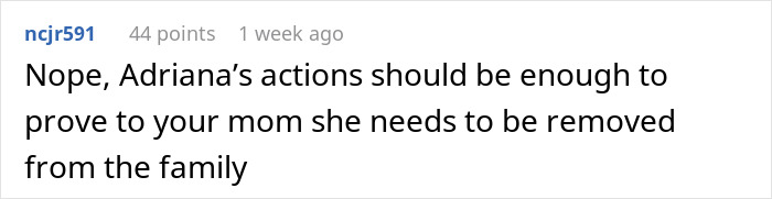 Comment on a forum about a man threatening to cut off his mother over her friendship with his vengeful ex. - 42