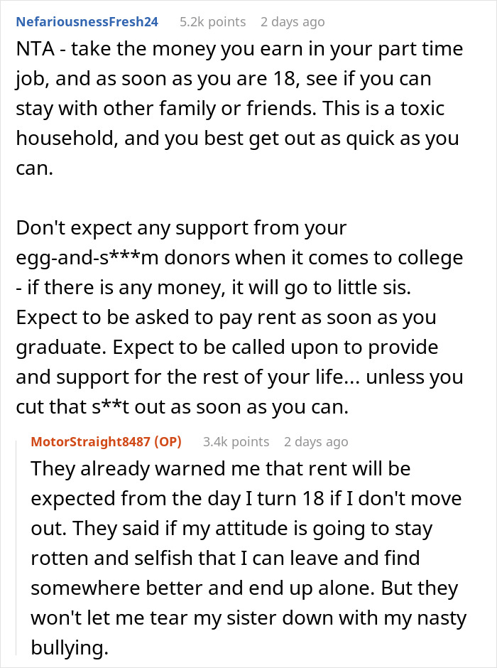 Reddit conversation about a golden child stealing brother&rsquo;s gifts leading to a birthday conflict and family tension.