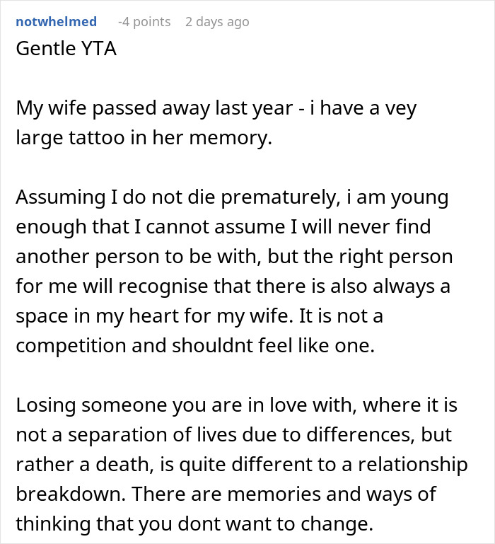 Screenshot of a forum comment discussing a tattoo&rsquo;s impact on love life, referencing Titanic to explain emotional effects.