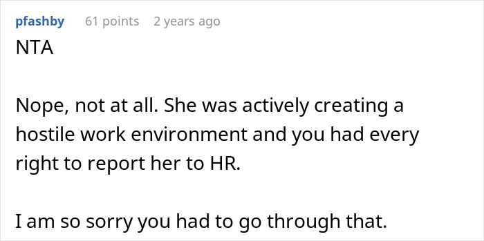 Comment highlighting a hostile work environment and reporting Islamophobic behavior of a coworker to HR.